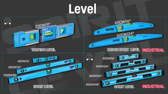 Cadre en aluminium robuste Fixtec, épaisseur 1,8 mm, niveau à bulle numérique 16''/24''/32''/40'' avec 3 bulles